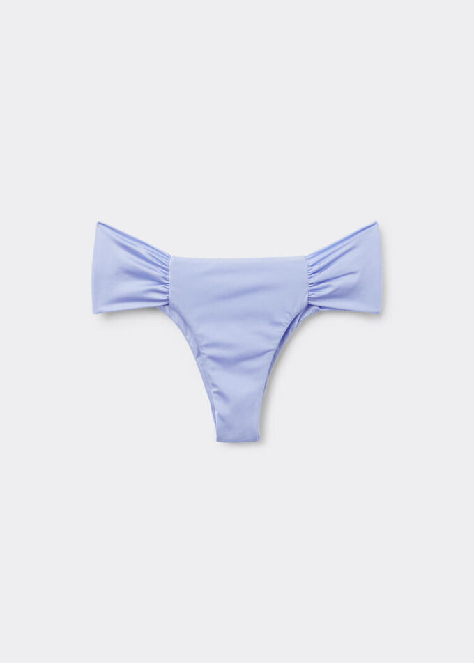 Slipuri braziliene de baie drapate din satin strălucitor Slipuri braziliene de baie drapate din satin strălucitor