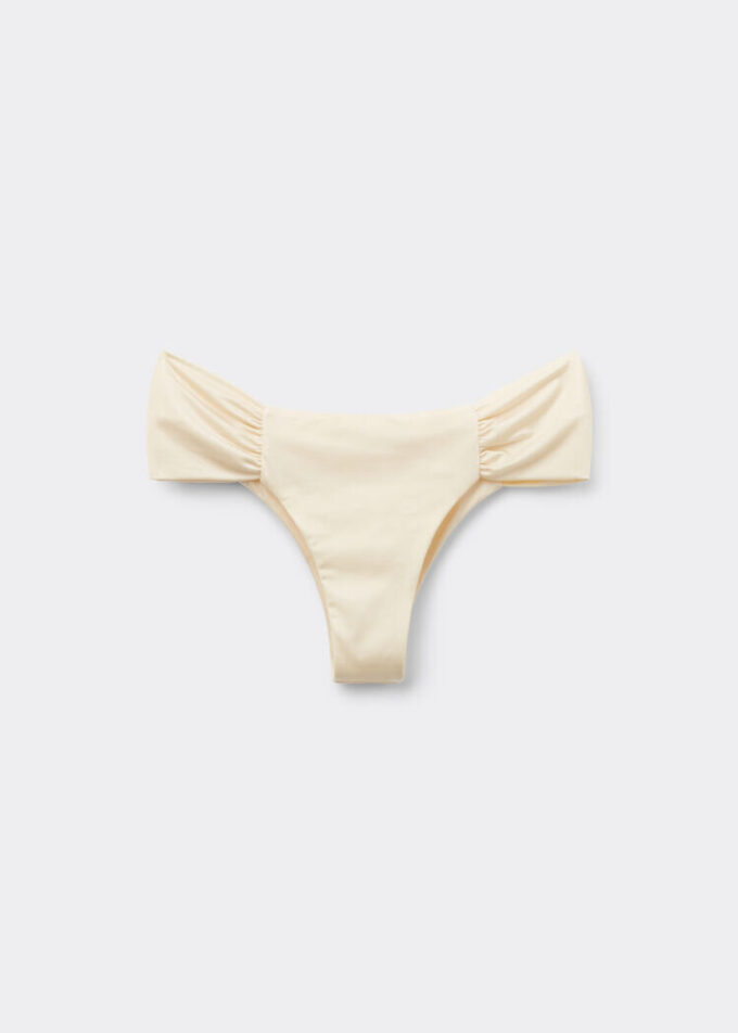 Slipuri braziliene de baie drapate din satin strălucitor Slipuri braziliene de baie drapate din satin strălucitor