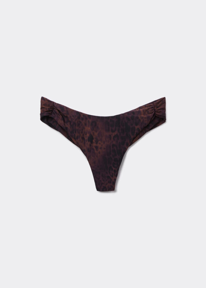 Slipuri de bikini braziliene cu imprimeu animalier închis Slipuri de bikini braziliene cu imprimeu animalier închis