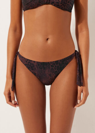Slipuri de bikini cu imprimeu animalier închis