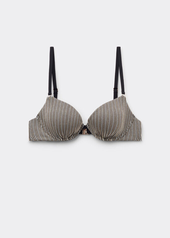 Sutien de baie cu topuri push-up cu dungi aurii Sutien de baie cu topuri push-up cu dungi aurii