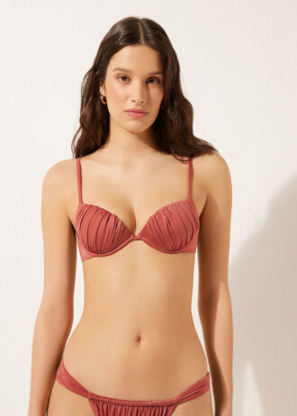 Sutien de baie Topuri push-up din satin lucios