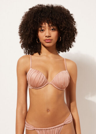 Sutien de baie Topuri push-up din satin lucios