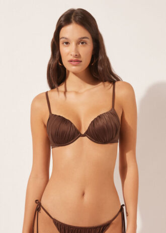 Sutien de baie Topuri push-up din satin lucios