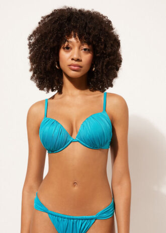 Sutien de baie Topuri push-up din satin lucios