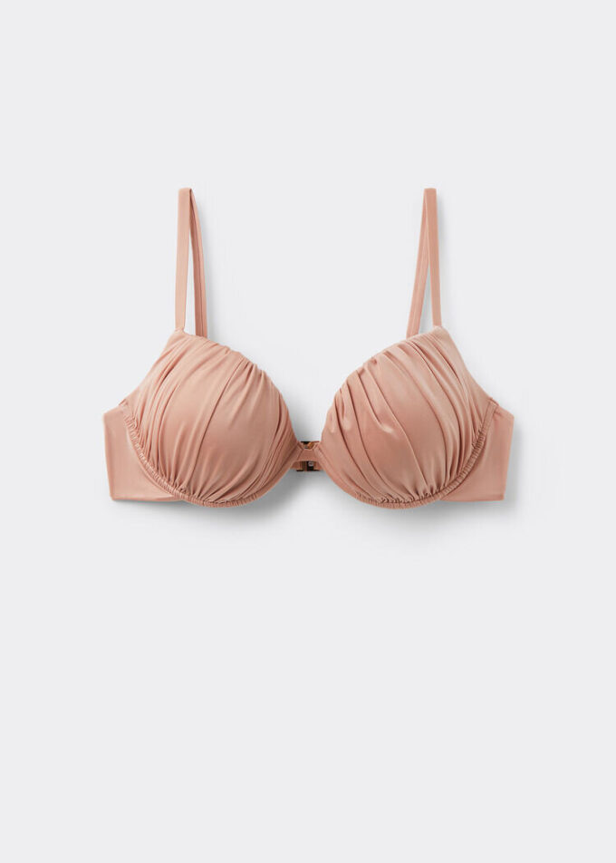 Sutien de baie Topuri push-up din satin lucios Sutien de baie Topuri push-up din satin lucios