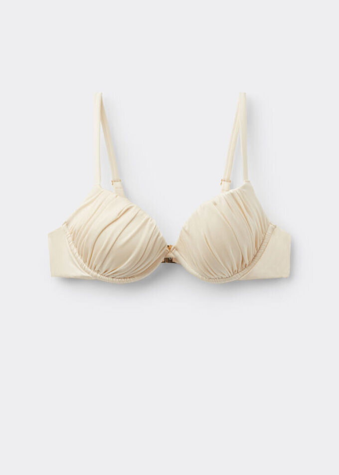 Sutien de baie Topuri push-up din satin lucios Sutien de baie Topuri push-up din satin lucios