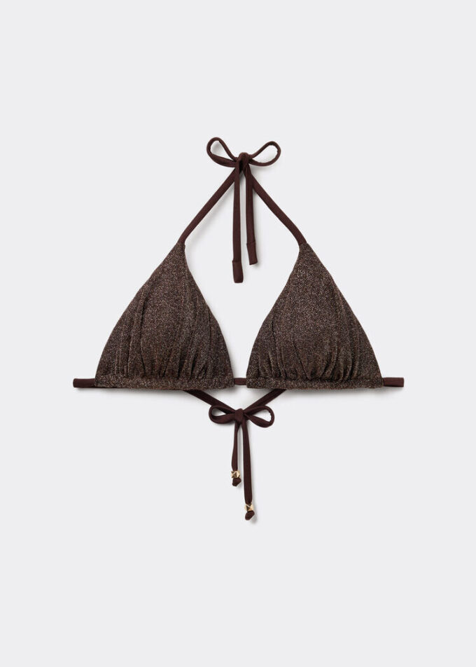 Sutien de baie Topuri triunghi Brown Glitter Sutien de baie Topuri triunghi Brown Glitter