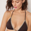 Sutien de topuri triunghi cu broderie bicoloră Sutien de topuri triunghi cu broderie bicoloră