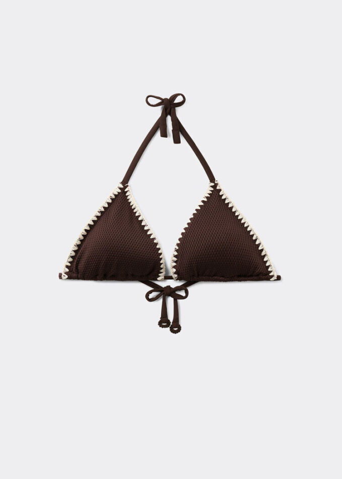 Sutien de topuri triunghi cu broderie bicoloră Sutien de topuri triunghi cu broderie bicoloră