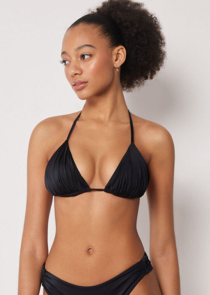 Sutien de topuri triunghi din satin lucios Sutien de topuri triunghi din satin lucios
