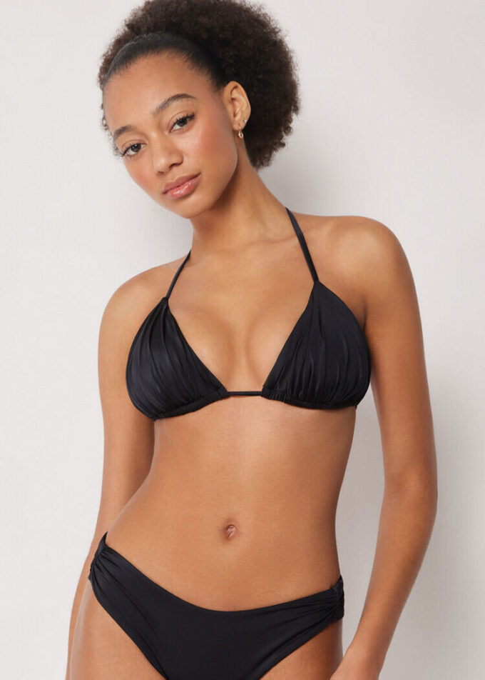 Sutien de topuri triunghi din satin lucios Sutien de topuri triunghi din satin lucios