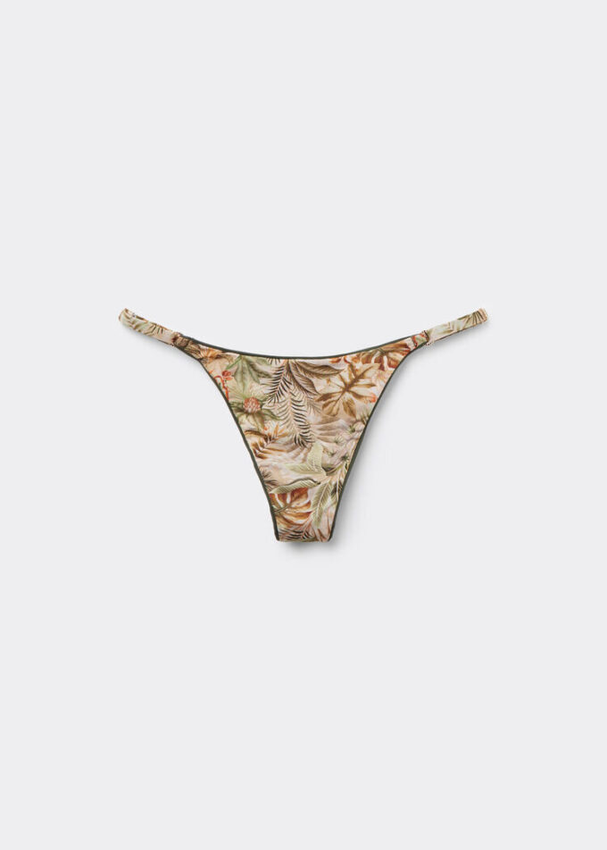 Tanga cu imprimeu de frunziș tropical Tanga cu imprimeu de frunziș tropical