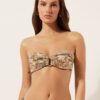 Top de bikini bandeau cu frunziș tropical Top de bikini bandeau cu frunziș tropical