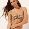 Top de bikini bandeau cu frunziș tropical Top de bikini bandeau cu frunziș tropical