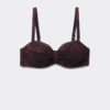 Top de bikini bandeau cu imprimeu animalier închis Top de bikini bandeau cu imprimeu animalier închis