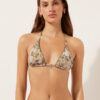 Top de bikini cu topuri triunghi cu frunziș tropical
