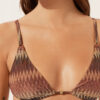 Top de bikini cu topuri triunghiulare cu dungi aurii
