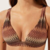 Top de bikini cu topuri triunghiulare cu pernițe și model Chevron auriu Top de bikini cu topuri triunghiulare cu pernițe și model Chevron auriu