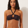 Top de bikini fără bretele, cu imprimeu animalier închis Top de bikini fără bretele, cu imprimeu animalier închis