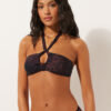 Top de bikini fără bretele, cu imprimeu animalier închis Top de bikini fără bretele, cu imprimeu animalier închis