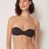 Top de bikini tip bandeau cu broderie bicoloră Top de bikini tip bandeau cu broderie bicoloră