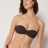 Top de bikini tip bandeau cu broderie bicoloră Top de bikini tip bandeau cu broderie bicoloră