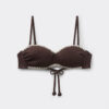Top de bikini tip bandeau cu broderie bicoloră Top de bikini tip bandeau cu broderie bicoloră