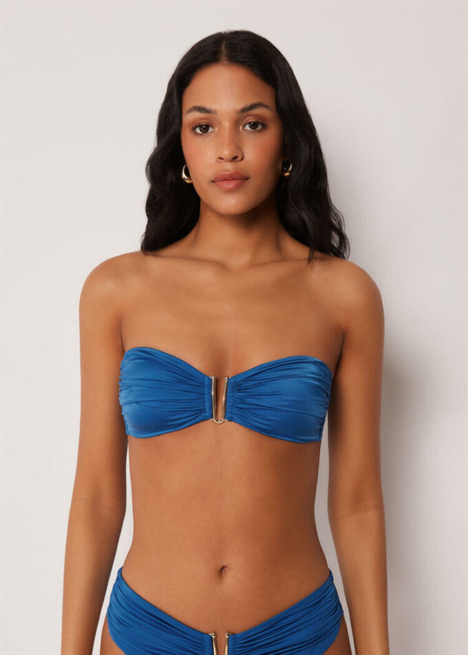 Top de bikini tip bandeau din satin lucios Top de bikini tip bandeau din satin lucios