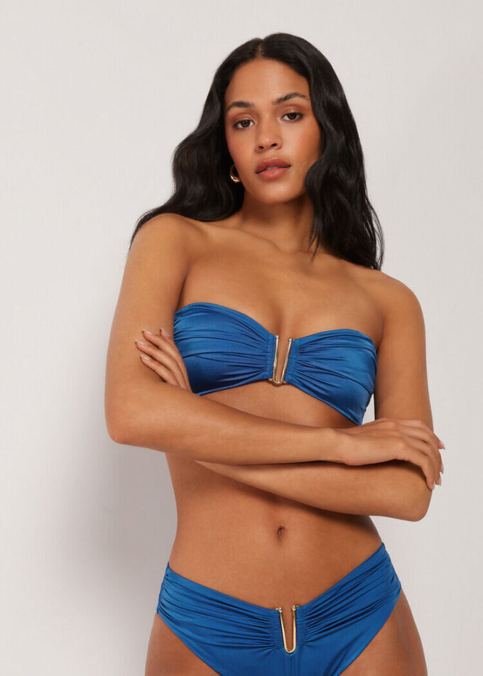 Top de bikini tip bandeau din satin lucios Top de bikini tip bandeau din satin lucios