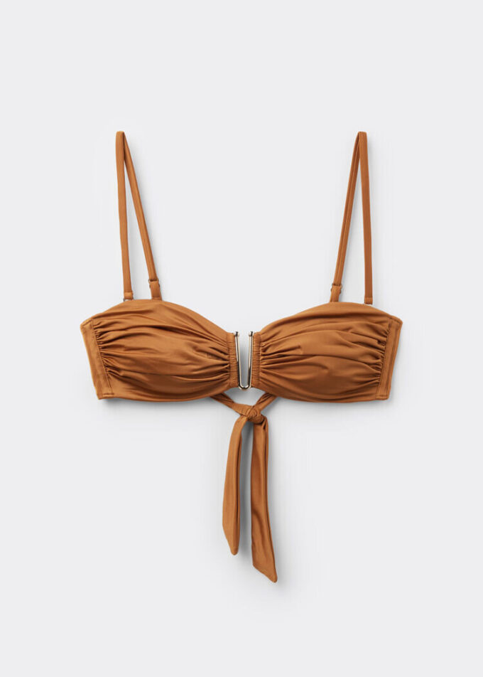 Top de bikini tip bandeau din satin lucios Top de bikini tip bandeau din satin lucios