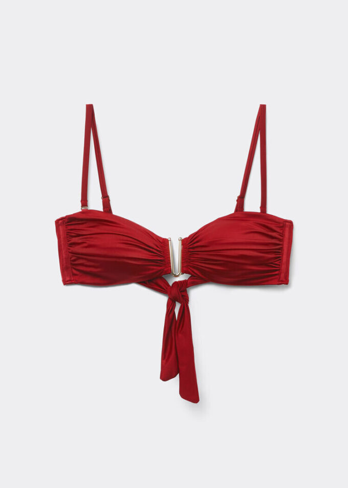 Top de bikini tip bandeau din satin lucios Top de bikini tip bandeau din satin lucios