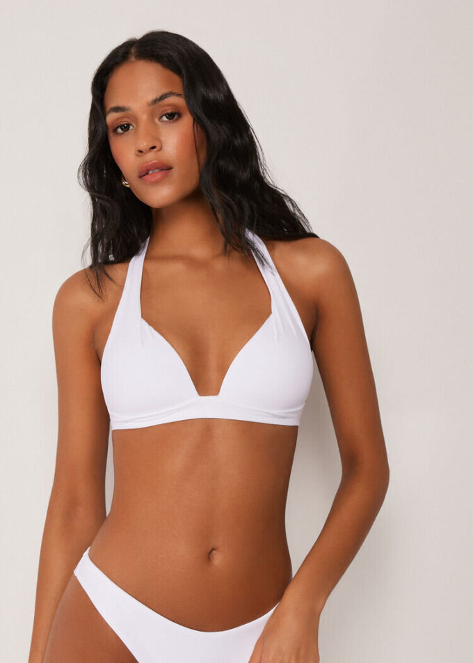 Top de bikini triunghiular cu cupe căptușite, croială premium Top de bikini triunghiular cu cupe căptușite, croială premium