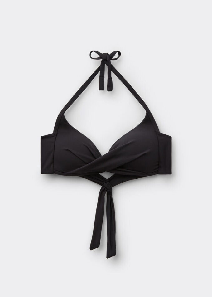 Top de bikini triunghiular cu cupe căptușite, croială premium Top de bikini triunghiular cu cupe căptușite, croială premium
