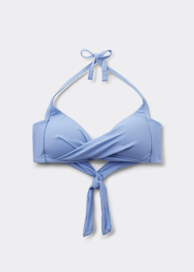 Top de bikini triunghiular cu cupe căptușite, croială premium Top de bikini triunghiular cu cupe căptușite, croială premium