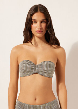 Top de costum de baie bandeau cu dungi aurii