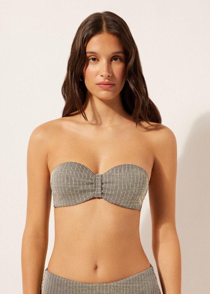 Top de costum de baie bandeau cu dungi aurii Top de costum de baie bandeau cu dungi aurii