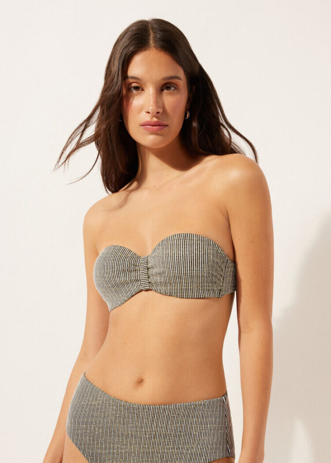 Top de costum de baie bandeau cu dungi aurii Top de costum de baie bandeau cu dungi aurii