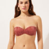 Top de costum de baie bandeau cu pernițe gradate, din satin lucios Top de costum de baie bandeau cu pernițe gradate, din satin lucios