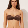 Top de costum de baie bandeau cu pernițe gradate, din satin lucios Top de costum de baie bandeau cu pernițe gradate, din satin lucios