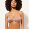 Top de costum de baie bandeau cu pernițe gradate, din satin lucios Top de costum de baie bandeau cu pernițe gradate, din satin lucios