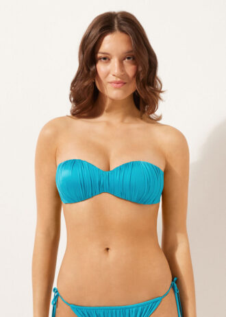 Top de costum de baie bandeau cu pernițe gradate, din satin lucios