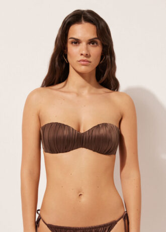 Top de costum de baie bandeau cu pernițe gradate, din satin lucios
