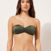 Top de costum de baie bandeau cu pernițe gradate, din satin lucios Top de costum de baie bandeau cu pernițe gradate, din satin lucios