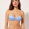 Top de costum de baie bandeau cu pernițe gradate, din satin lucios