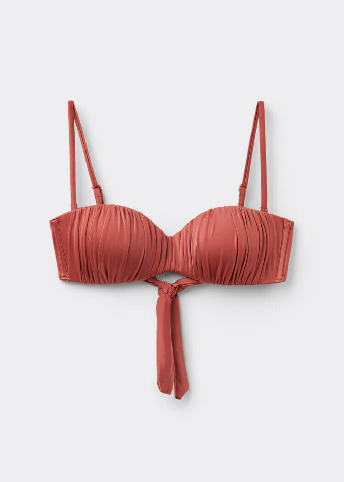 Top de costum de baie bandeau cu pernițe gradate, din satin lucios Top de costum de baie bandeau cu pernițe gradate, din satin lucios