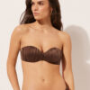 Top de costum de baie bandeau cu pernițe gradate, din satin lucios Top de costum de baie bandeau cu pernițe gradate, din satin lucios
