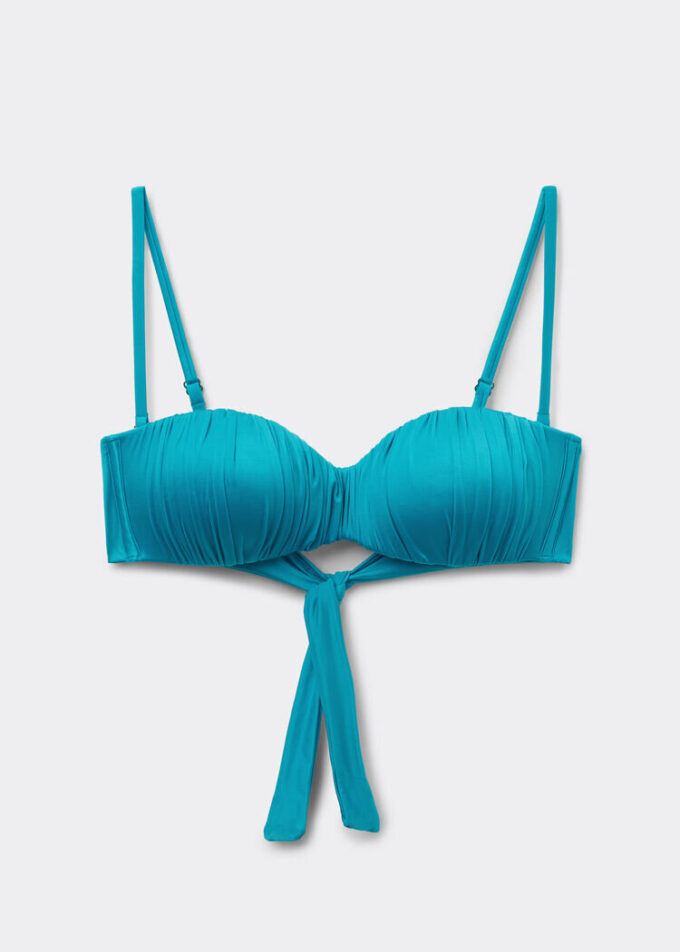 Top de costum de baie bandeau cu pernițe gradate, din satin lucios Top de costum de baie bandeau cu pernițe gradate, din satin lucios