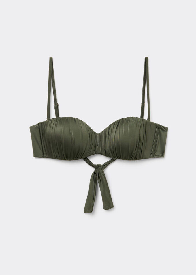 Top de costum de baie bandeau cu pernițe gradate, din satin lucios Top de costum de baie bandeau cu pernițe gradate, din satin lucios