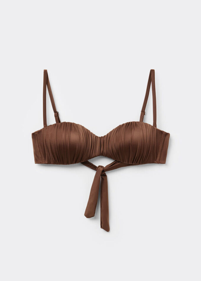 Top de costum de baie bandeau cu pernițe gradate, din satin lucios Top de costum de baie bandeau cu pernițe gradate, din satin lucios